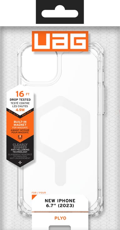 UAG Plyo MagSafe iPhone 15 Plus suojakuori (kirkas/valkoinen)