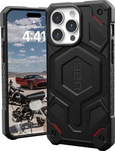 UAG Monarch Pro MagSafe iPhone 15 Pro Max suojakuori (kevlar/musta)
