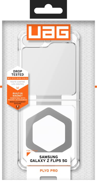 UAG Plyo Pro Samsung Galaxy Z Flip 5 suojakuori (kirkas/hopea)
