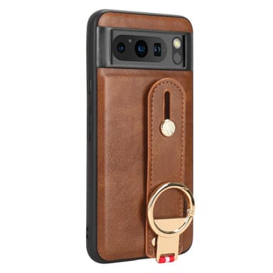 SKALO Google Pixel 8 Pro PU-nahkakuori käsivarsinauhalla - Ruskea