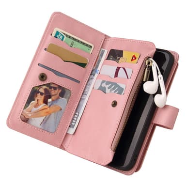 SKALO Google Pixel 8 Big Wallet 17-lokeroa Lompakkokotelo - Pinkki