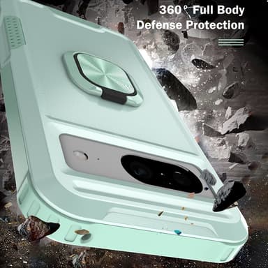 SKALO Google Pixel 8 Armor Hybridi metallirengas kuori - Turkoosi