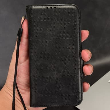 SKALO Google Pixel 8 Embossed Triangle Lompakkokotelo - Musta