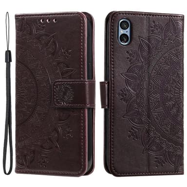SKALO Sony Xperia 5 V Mandala lompakkokotelo - Ruskea