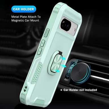 SKALO Google Pixel 8 Armor Hybridi metallirengas kuori - Turkoosi