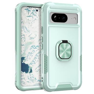 SKALO Google Pixel 8 Armor Hybridi metallirengas kuori - Turkoosi