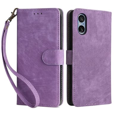 SKALO Sony Xperia 5 V Lompakkokotelo PU-nahkaa - Violetti