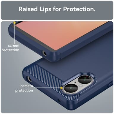 SKALO Sony Xperia 5 V Armor Carbon Iskunkestävä TPU suojakuori - Sininen