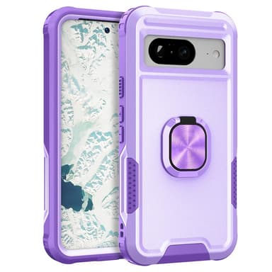 SKALO Google Pixel 8 Armor Hybridi metallirengas kuori - Violetti