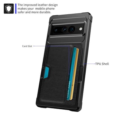 SKALO Google Pixel 8 Pro Armor Suojakuori korttikotelo - Musta