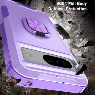 SKALO Google Pixel 8 Armor Hybridi metallirengas kuori - Violetti