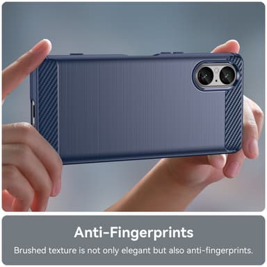 SKALO Sony Xperia 5 V Armor Carbon Iskunkestävä TPU suojakuori - Sininen