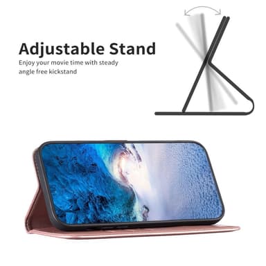 Google Pixel 8 BINFEN COLOR Kohokuvioitu Lompakkokotelo - Ruusukulta
