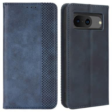 SKALO Google Pixel 8 Kohokuvioitu Premium lompakkokotelo - Sininen