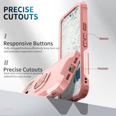 SKALO Google Pixel 8 Armor Hybridi metallirengas kuori - Pinkki