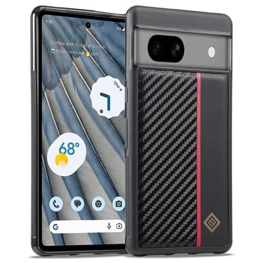 SKALO Google Pixel 8 LC.IMEEKE Carbon Fiber PU-nahkakuori - Musta