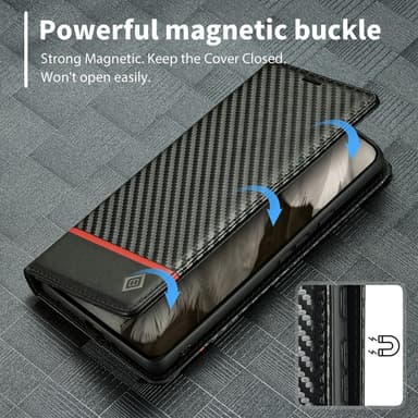 SKALO Google Pixel 8 LC.IMEEKE Carbon Fiber Lompakkokotelo PU-nahkaa - Musta