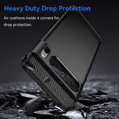 SKALO Google Pixel 8 Pro Armor Carbon Iskunkestävä TPU suojakuori - Musta