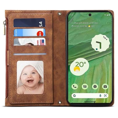 SKALO Google Pixel 8 Pro ESEBLE Big Wallet Lompakkokotelo - Ruskea