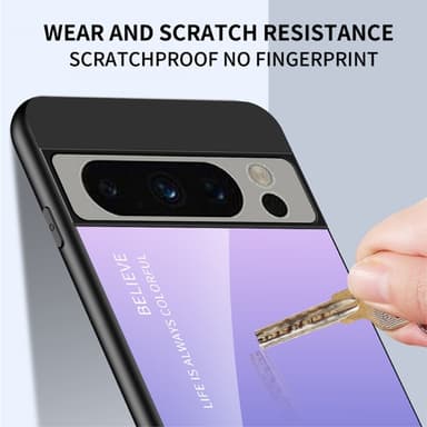 SKALO Google Pixel 8 Pro Gradientti karkaistu lasi TPU-suojakuori - Pinkki