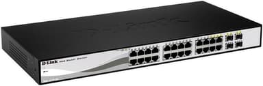 D-Link kytkin 24x10/100/1000Mbps, Layer2, 4xSFP