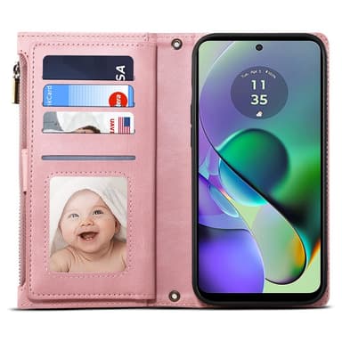 SKALO Motorola Moto G84 5G ESEBLE Big Wallet Lompakkokotelo - Ruusukulta
