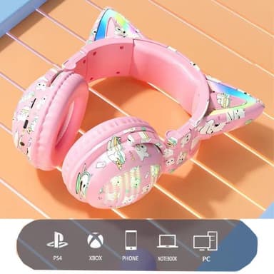 Cat Ears Bluetooth Headset mikrofoni Langattomat kuulokkeet - Sininen