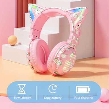 Cat Ears Bluetooth Headset mikrofoni Langattomat kuulokkeet - Musta