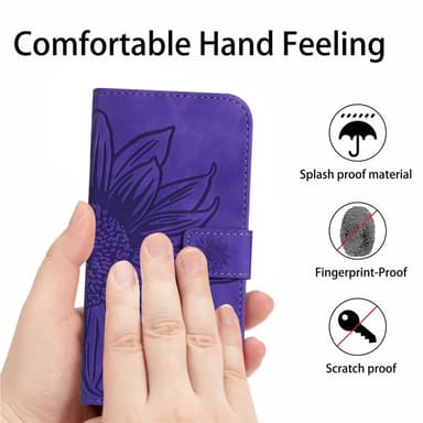 SKALO Motorola Edge 40 Neo 5G Kohokuvioitu Flower PU Nahka Lompakkokotelo - Tumman violetti