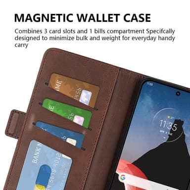 SKALO Motorola ThinkPhone 5G Premium Wallet Lompakkokotelo - Ruskea