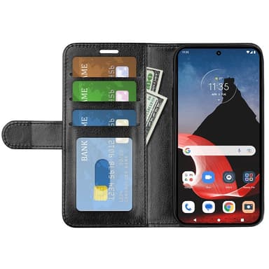 SKALO Motorola ThinkPhone 5G Crazy Horse lompakko PU nahka - Musta