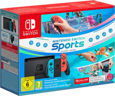 Nintendo Switch pelikonsoli + Switch Sports pakkaus (neon)