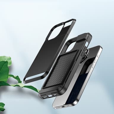 iPhone 15 PC+TPU -puhelimelle Suojakuori Liukuva Korttiteline