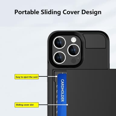 iPhone 15 PC+TPU -puhelimelle Suojakuori Liukuva Korttiteline