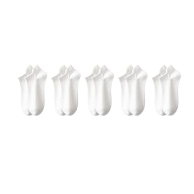 5 Pack Invisible No Show Socks Hälskydd Båtstrumpor för män Valkoinen