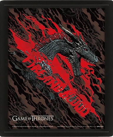 Gaming Juliste Game of Thrones (Fire and Blood - Drogon) 3D linssimäinen juliste ...