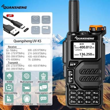 INF UV-K5 Plus 1600 mAh 2-tieradio, radiopuhelin antennilla