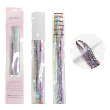 Tinsel Hair 6 Pack Clip in Hiustenpidennykset Laser Gold Wire Kiiltävät peruukkikappaleet Monivärinen