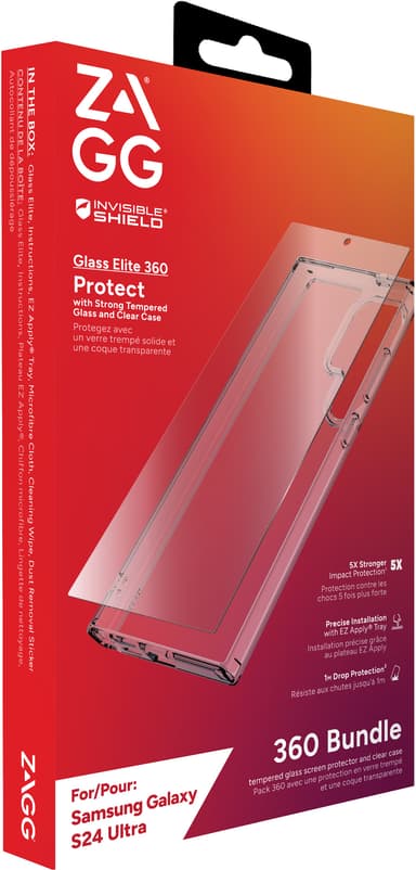 Zagg Samsung Galaxy S24 Ultra Glass Elite 360 suojapakkaus (kirkas)