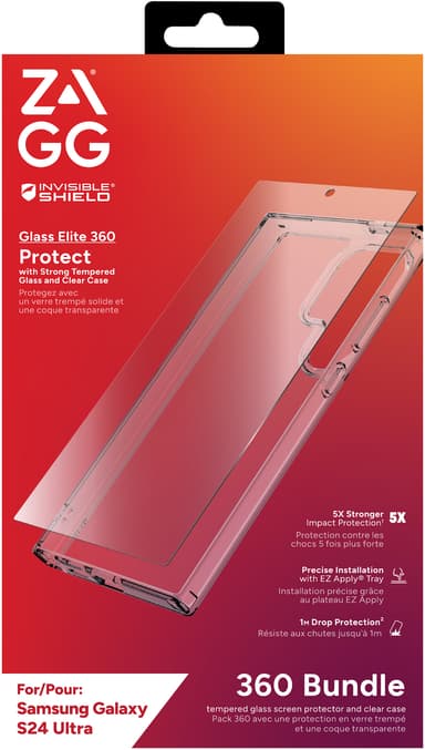 Zagg Samsung Galaxy S24 Ultra Glass Elite 360 suojapakkaus (kirkas)