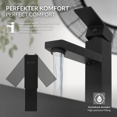 LuxeBath kylpyhuonehana, mattamusta, ruostumaton teräs-messinki