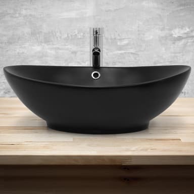 ML Design keraaminen pesuallas musta matta, 59x38x19 cm, soikea, ovaali