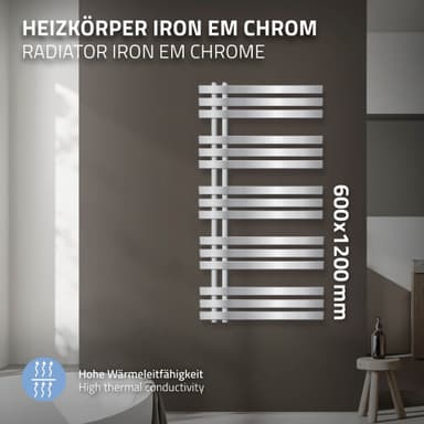 Design kylpyhuonepatteri Iron EM 600x1200 mm kromi LuxeBath