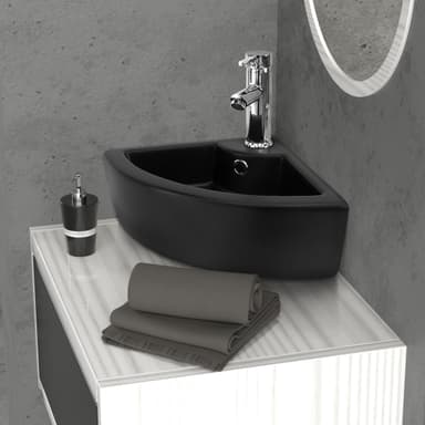 Pesuallas, jossa pop-up-jäte ja ylivuoto 46x33x13 cm musta keraaminen ML-Design