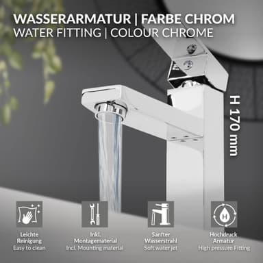 LuxeBath kylpyhuonehana, lavuaarihana kylpyhuoneeseen, kromi
