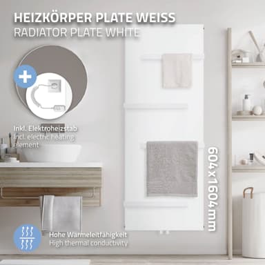 ML-Design Sähköinen pyyhekuivain 1600x604 mm valkoinen, 900W