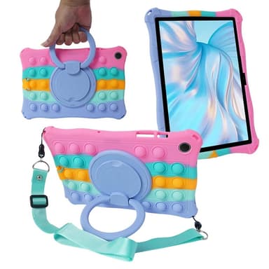 SKALO Samsung Tab A9 Shock Resistant Armor Popit Silicone Kuori  - Rainbow