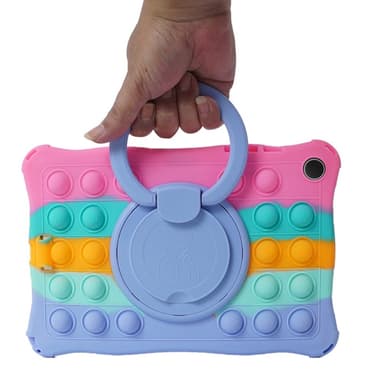 SKALO Samsung Tab A9 Shock Resistant Armor Popit Silicone Kuori  - Rainbow