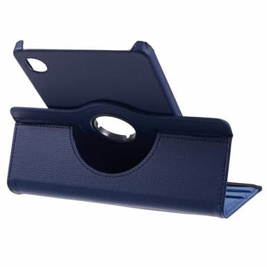 SKALO Samsung Tab A9 360 Litchi Suojakotelo - Tummansininen