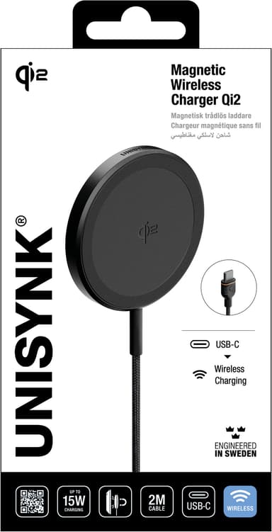 Unisynk Qi2 15 W langaton laturi (musta)